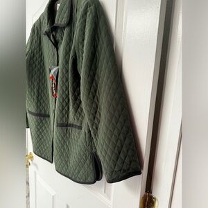 Quilted Green Jacket with Black Trim
